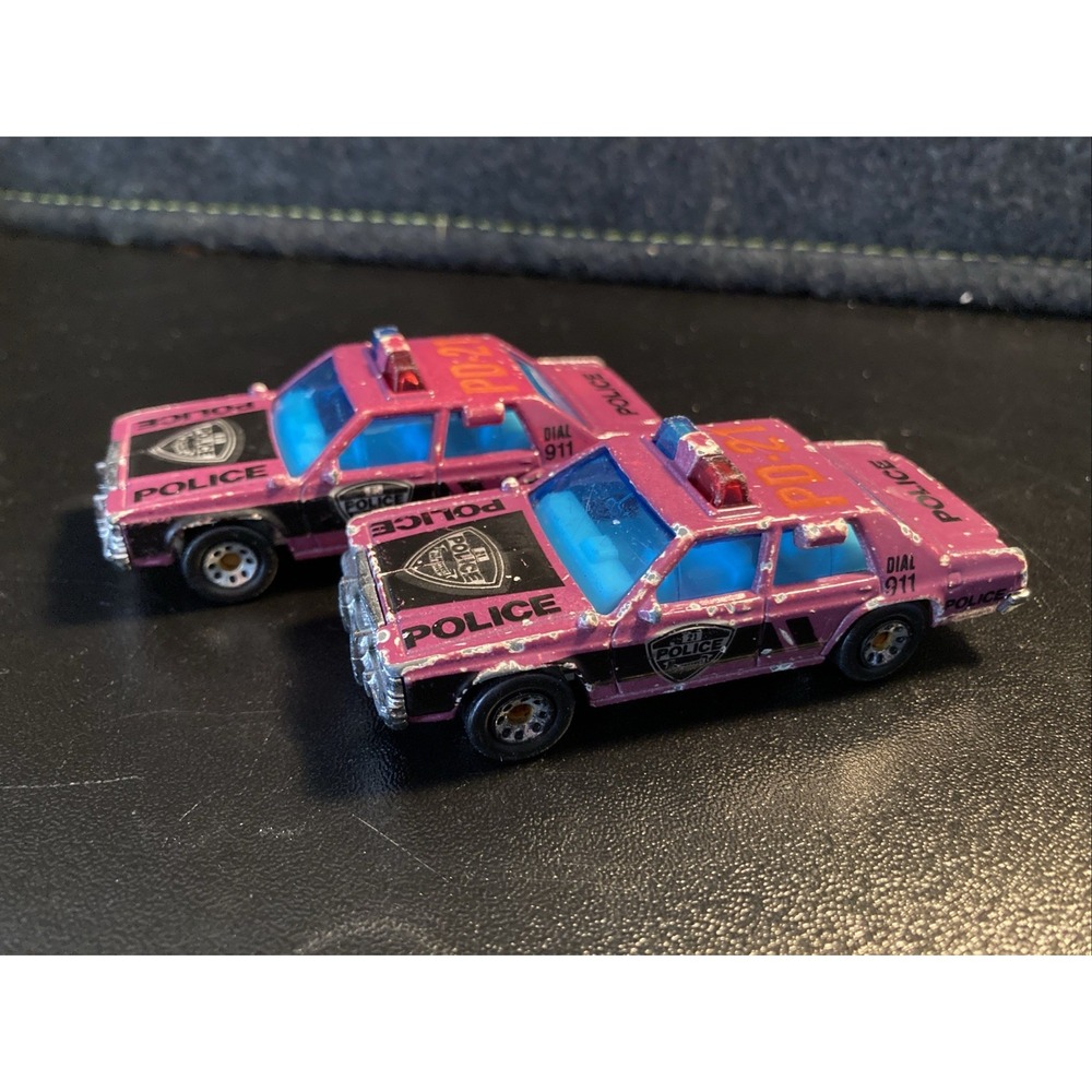 Lot 2 Matchbox Ford LTD PD-21 Police Diecast Car Mattel 1987 1:69 Macau Cop Car